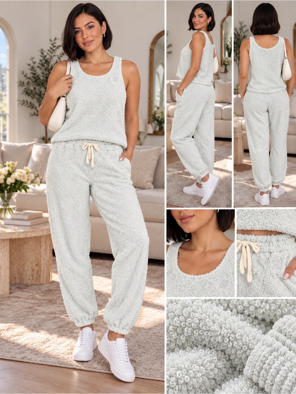 Laundry By Shelli Segal Cream Terry Jogger Set